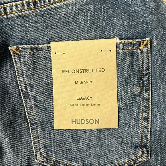 NWT Hudson Reconstructed Womens 25 Midi Legacy Denim Skirt Lucent Wash - Picture 9 of 10
